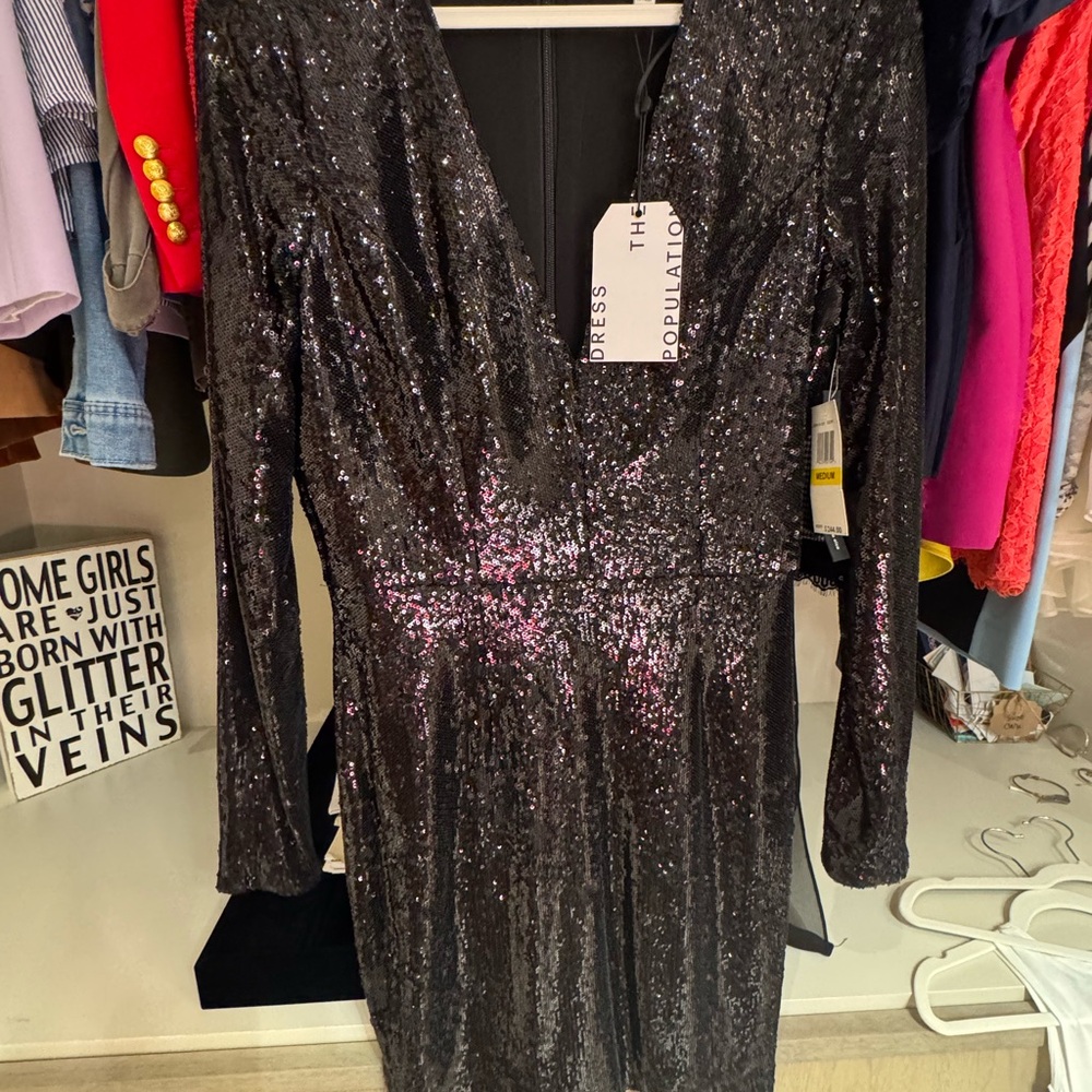 Dress the Population Women's Black Sequin Dress